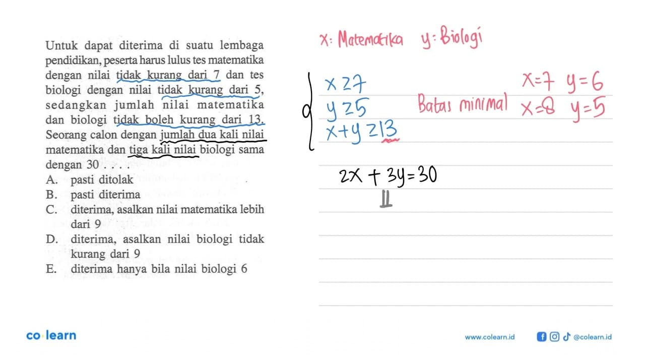 Untuk dapat diterima di suatu lembaga pendidikan, peserta