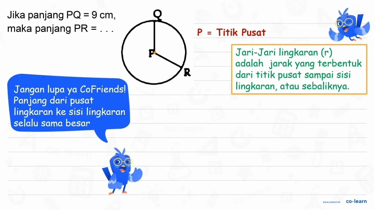 Jika panjang P Q=9 cm , maka panjang PR =