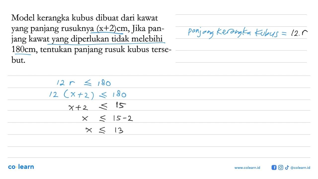 Model kerangka kubus dibuat dari kawat yang panjang