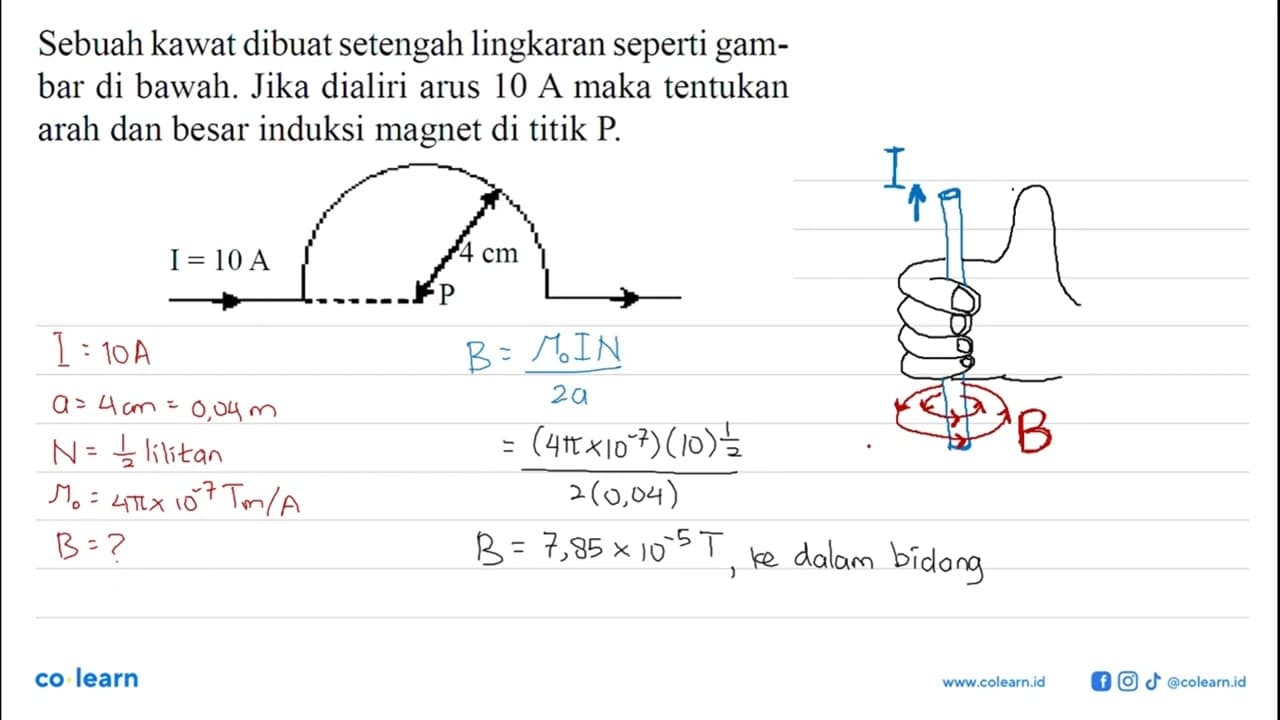 Sebuah kawat dibuat setengah lingkaran seperti gambar di