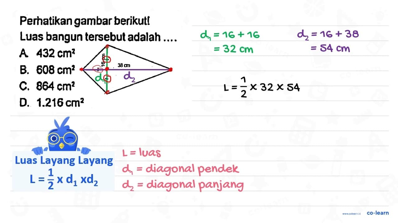 Perhatikan gambar berikut! Luas bangun tersebut adalah ....