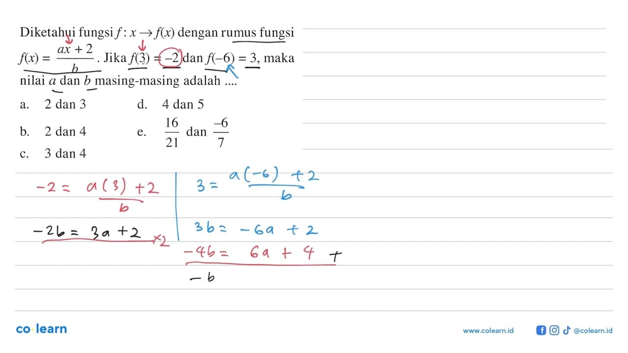 Diketahui fungsi f:x->f(x) dengan rumus fungsi