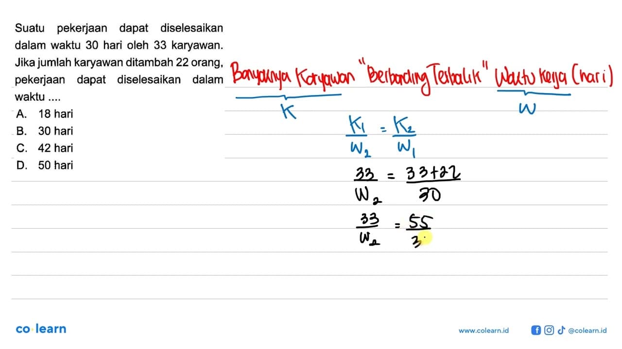 Suatu pekerjaan dapat diselesaikan dalam waktu 30 hari oleh