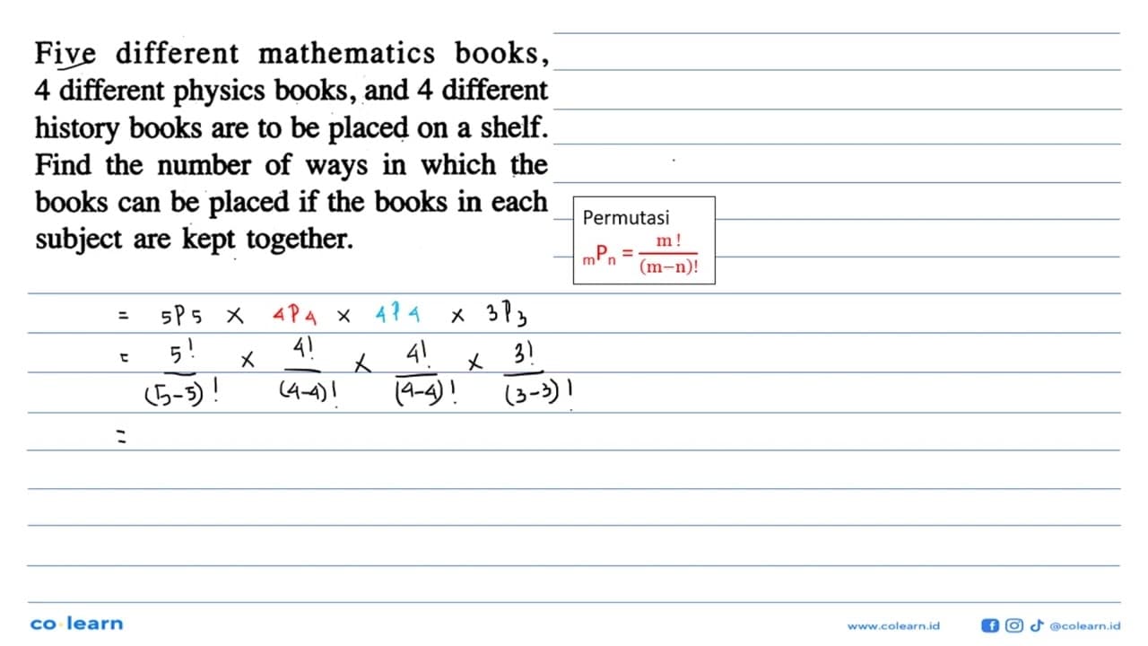 Five different mathematics books, 4 different physics