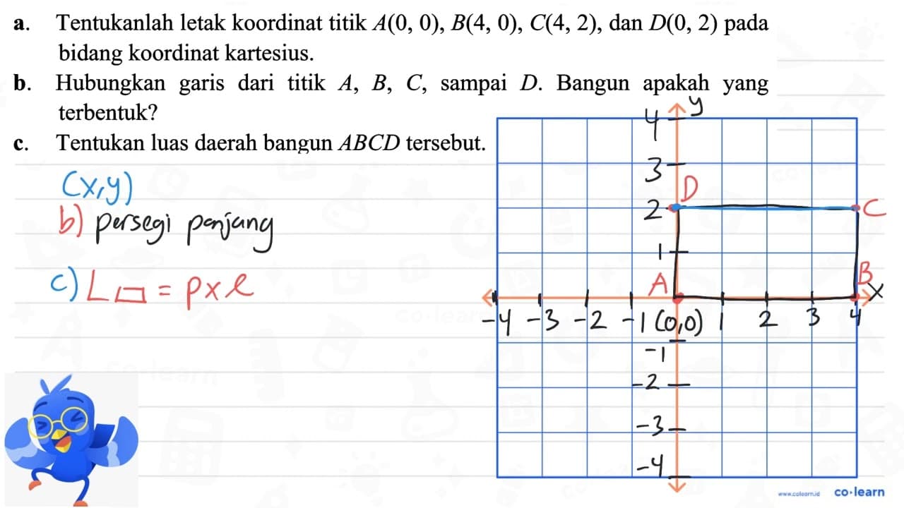 a. Tentukanlah letak koordinat titik A(0,0), B(4,0),