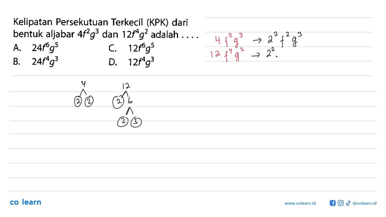 Kelipatan Persekutuan Terkecil (KPK) dari bentuk aljabar