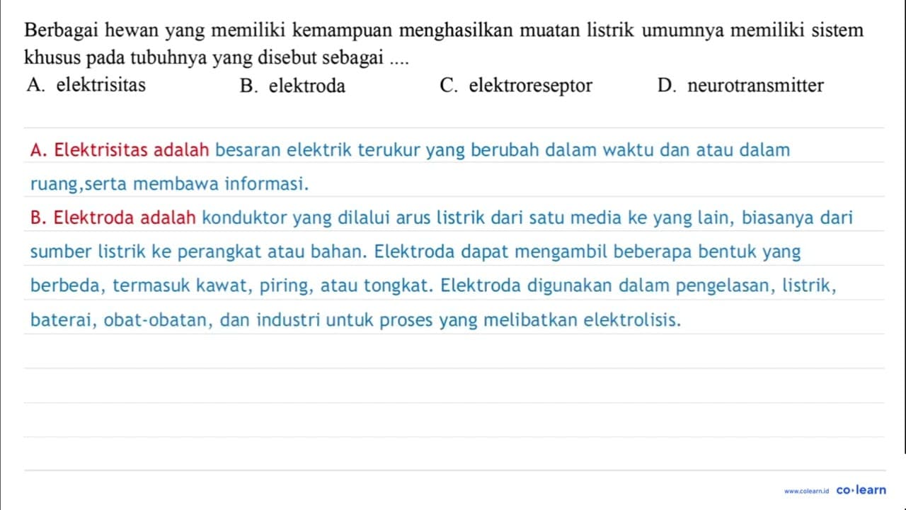 Berbagai hewan yang memiliki kemampuan menghasilkan muatan