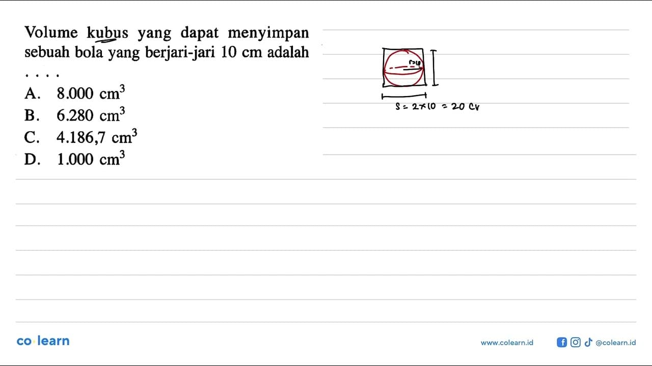 Volume kubus yang dapat menyimpan sebuah bola yang