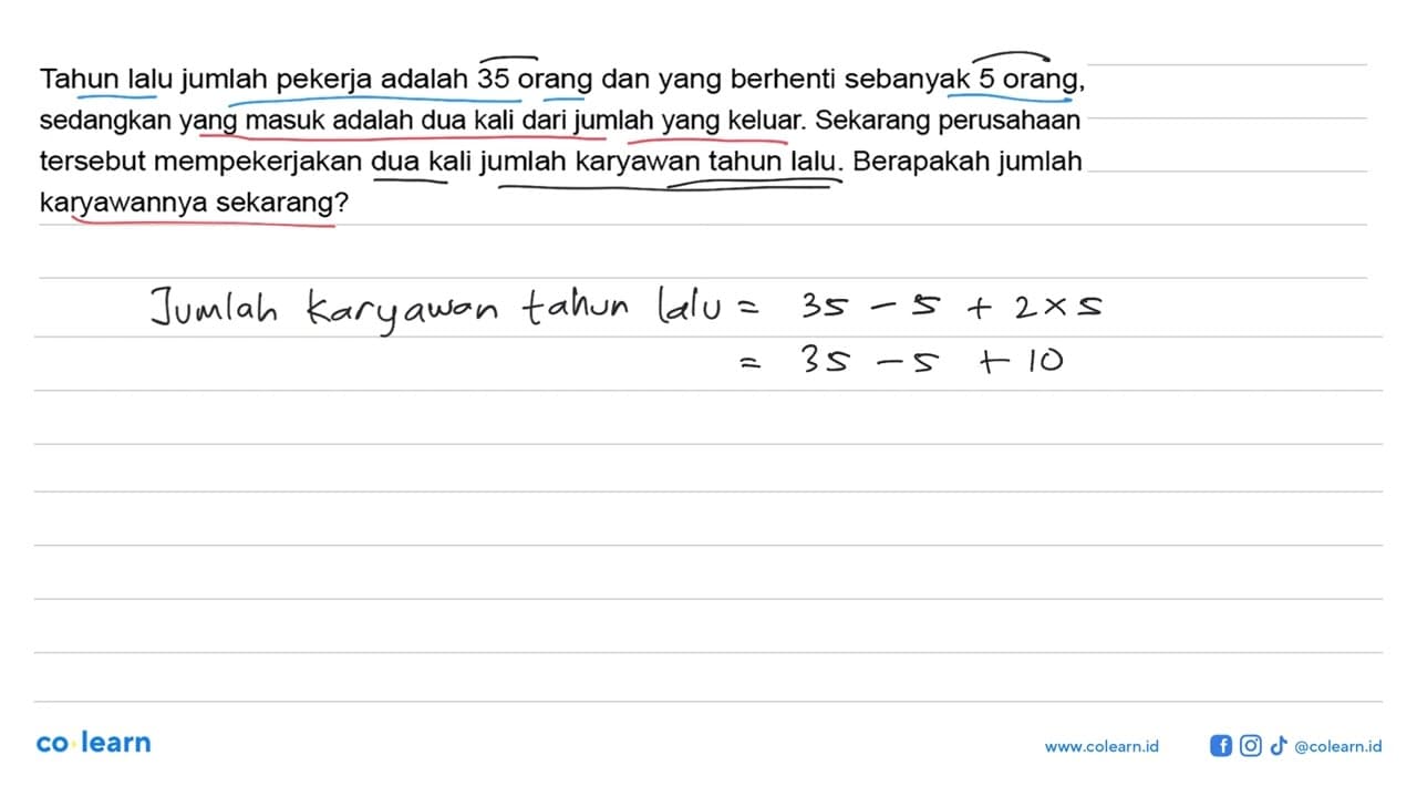 Tahun lalu jumlah pekerja adalah 35 orang dan yang berhenti