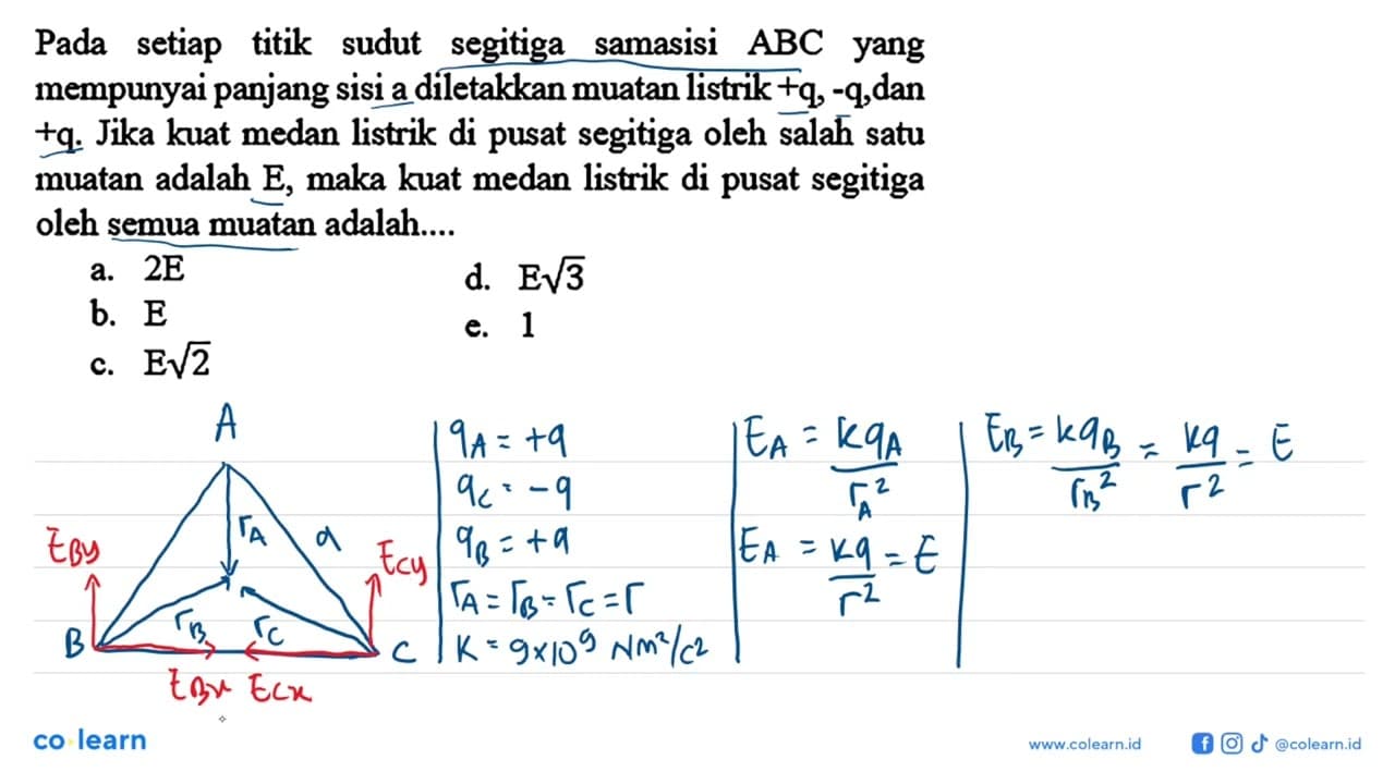 Pada setiap titik sudut segitiga samasisi ABC yang