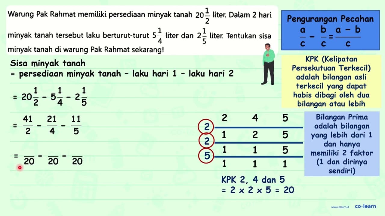 Warung Pak Rahmat memiliki persediaan minyak tanah 20