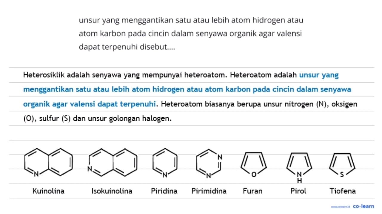 unsur yang menggantikan satu atau lebih atom hidrogen atau