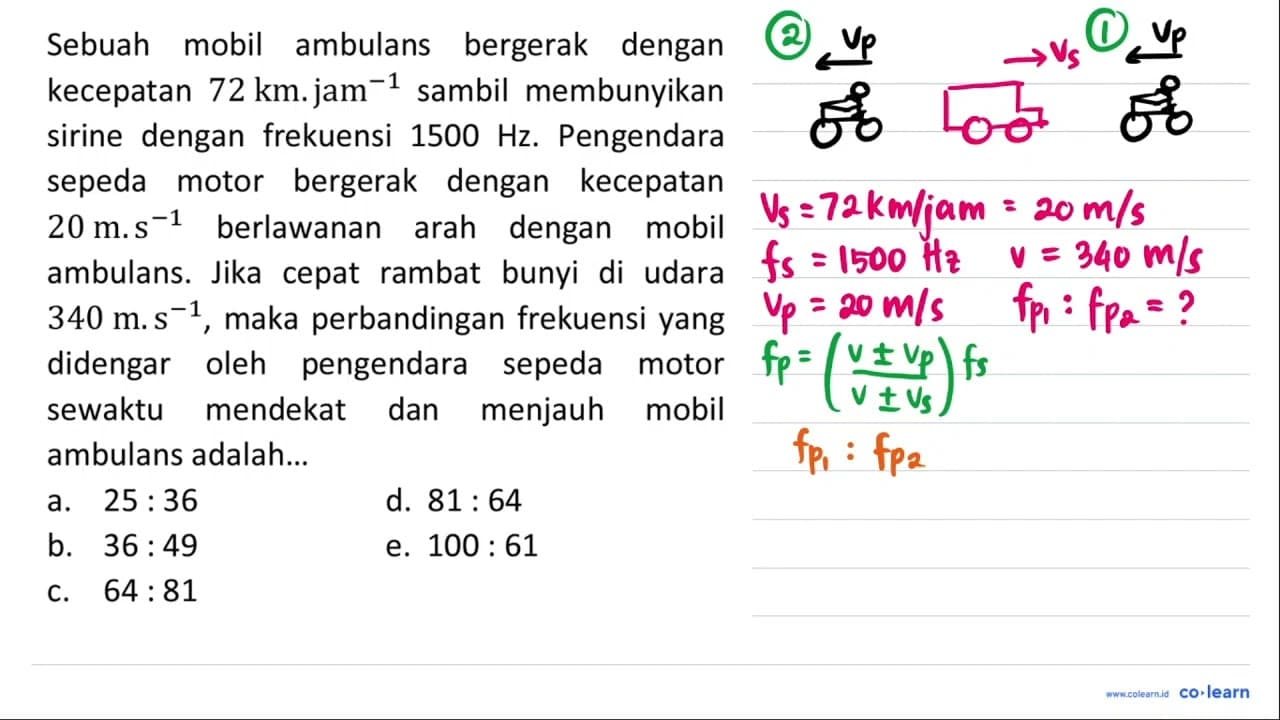 Sebuah mobil ambulans bergerak dengan kecepatan 72 km . jam