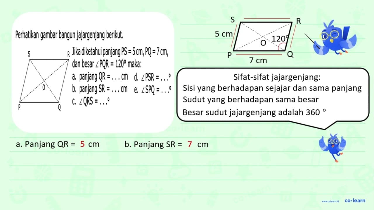 Perhatikan gambar bangun jajargenjang berikut; Jika