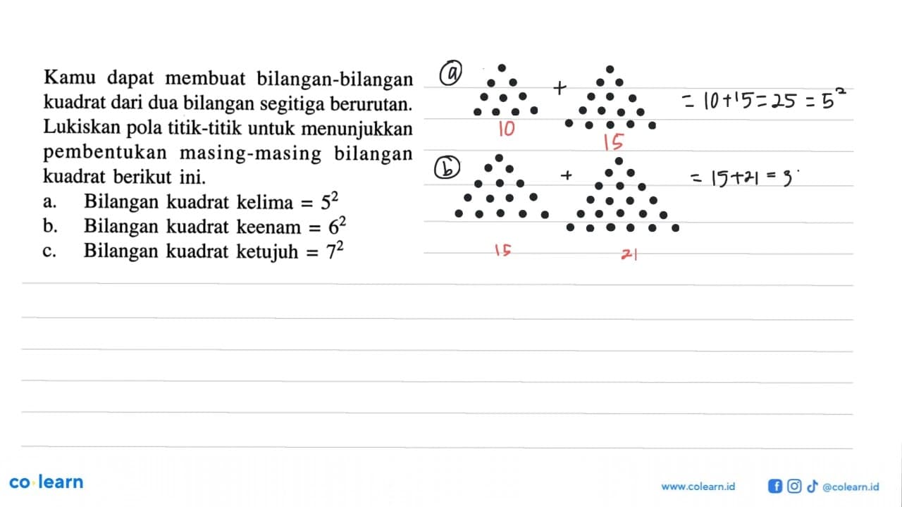 Kamu dapat membuat bilangan-bilangan kuadrat dari dua