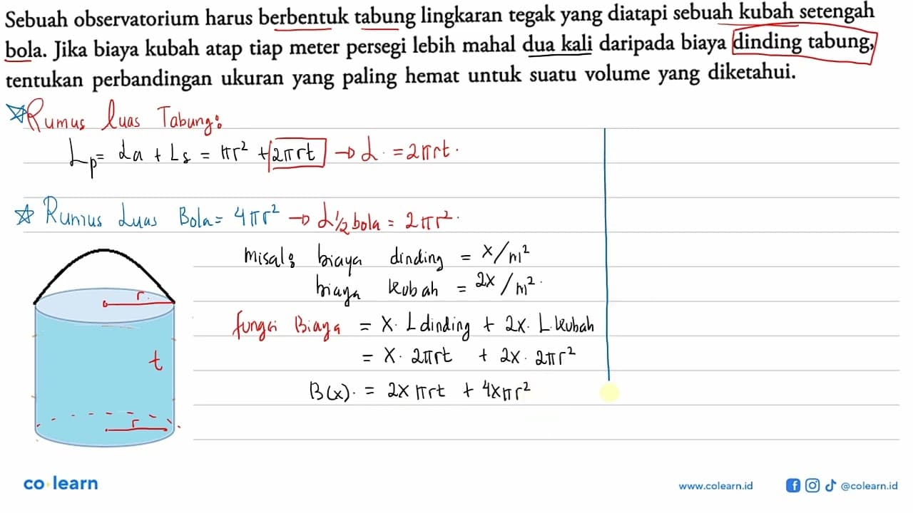 Sebuah observatorium harus berbentuk tabung lingkaran tegak