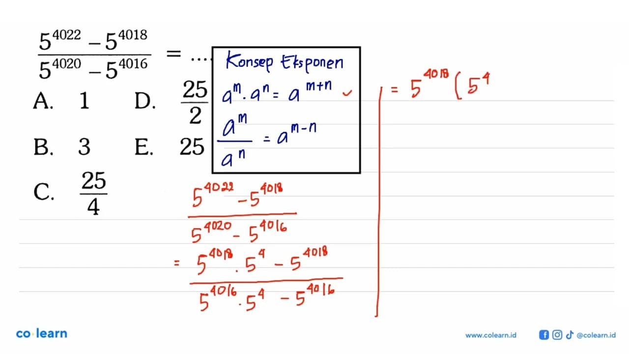 5^4022 - 5^4018 / 5^4020-5^4016 =