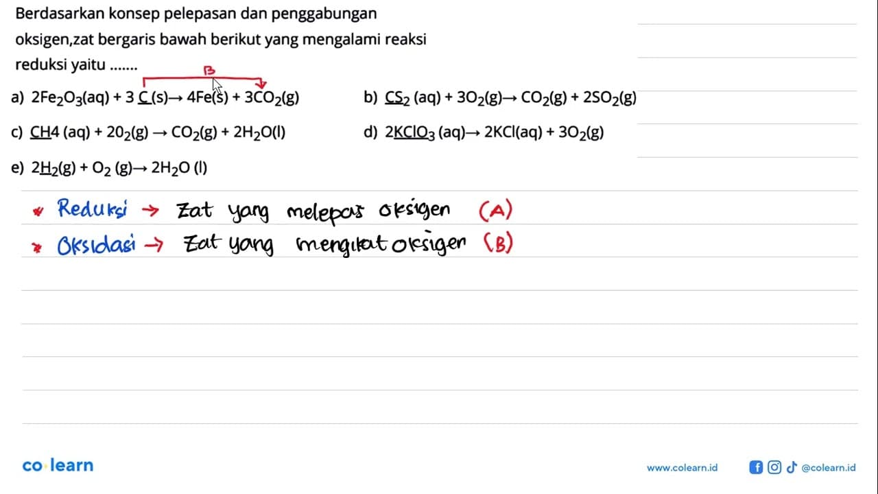 Berdasarkan konsep pelepasan dan penggabunganoksigen,zat