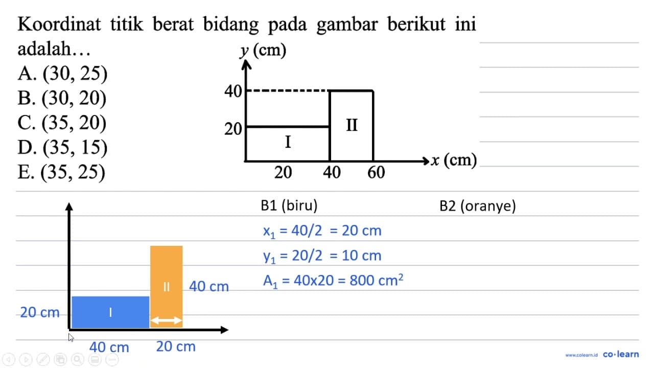 Koordinat titik berat bidang pada gambar berikut ini