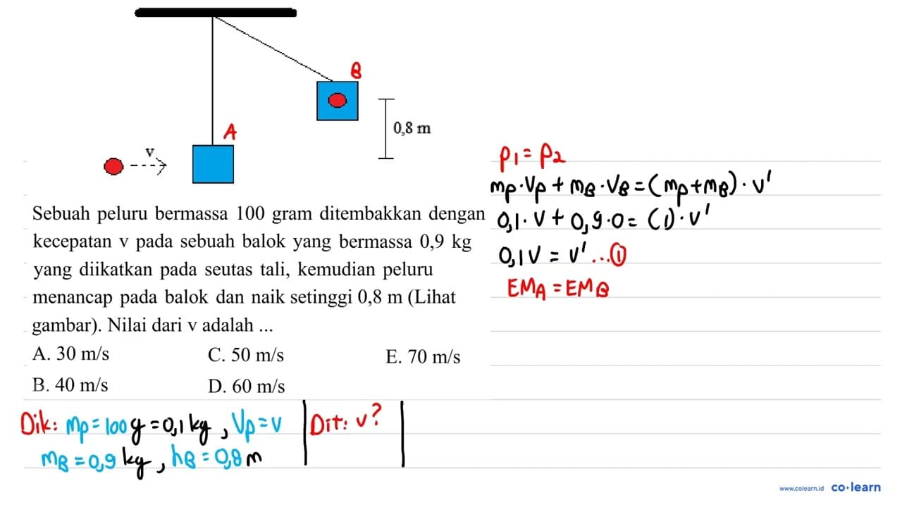 Sebuah peluru bermassa 100 gram ditembakkan dengan