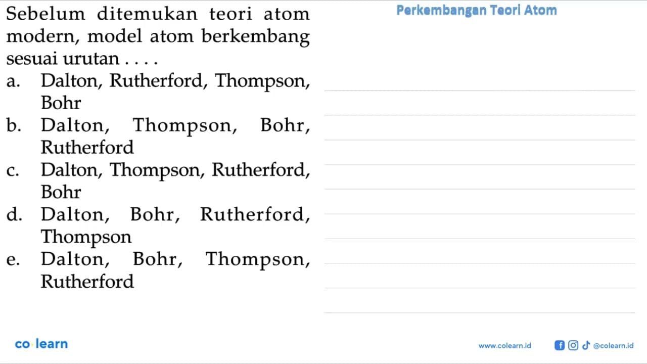 Sebelum ditemukan teori atom modern, model atom berkembang