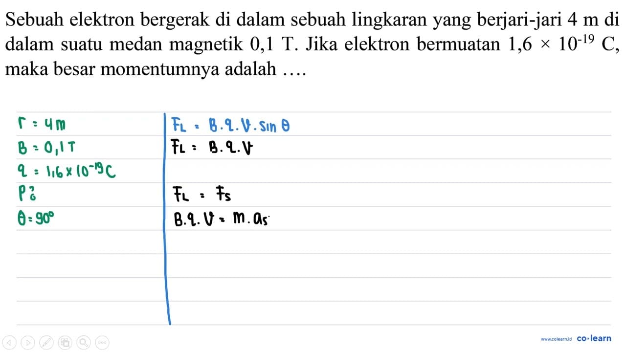 Sebuah elektron bergerak di dalam sebuah lingkaran yang