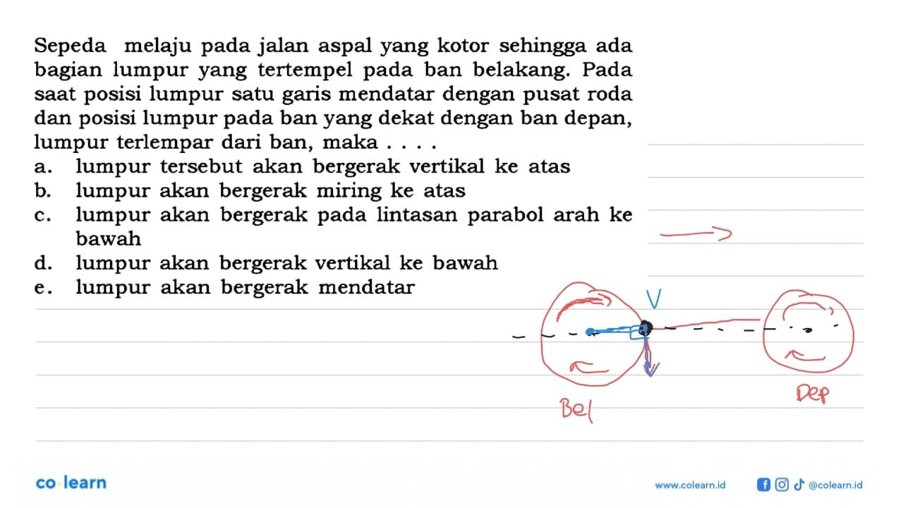 Sepeda melaju pada jalan aspal yang kotor sehingga ada