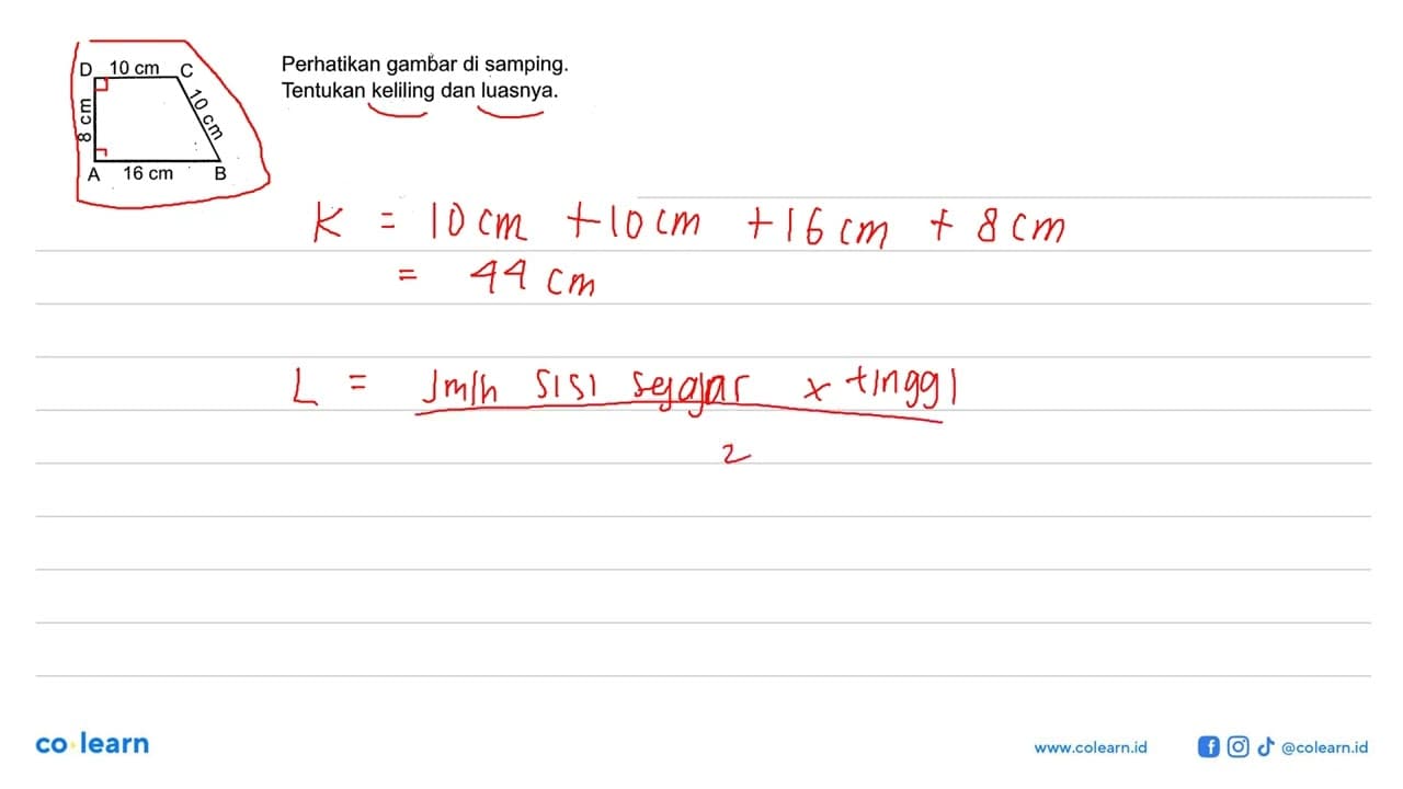 10 cm 8 cm 10 cm 16 cm Perhatikan gambar di samping.