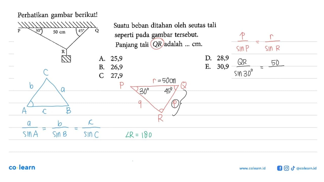 Perhatikan gambar berikut! Suatu beban ditahan oleh seutas