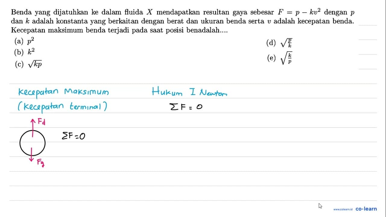 Benda yang dijatuhkan ke dalam fluida X mendapatkan