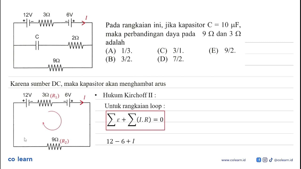 12V 3 Ohm 6V C 2 Ohm 9 Ohm Pada rangkaian ini, jika