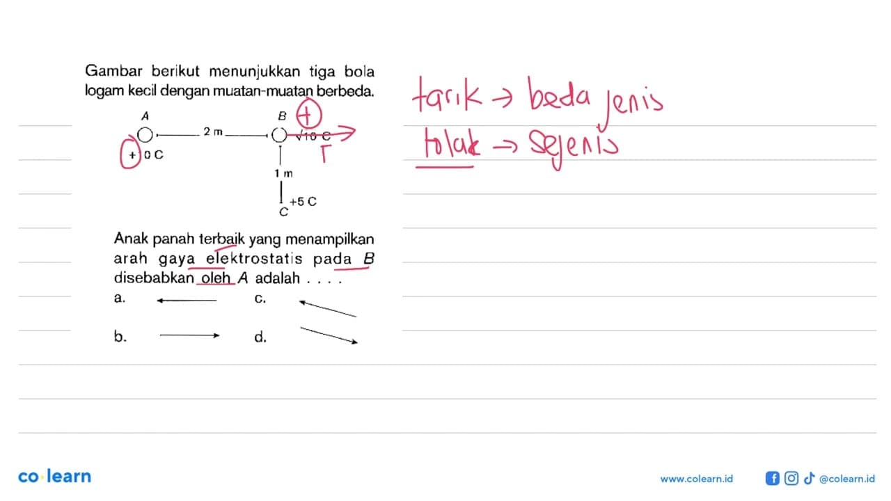 Gambar berikut menunjukkan tiga bola logam kecil dengan