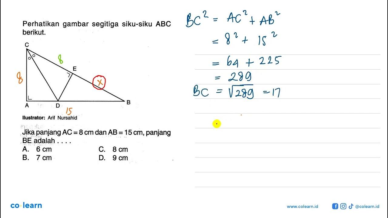 Perhatikan gambar segitiga siku-siku ABC