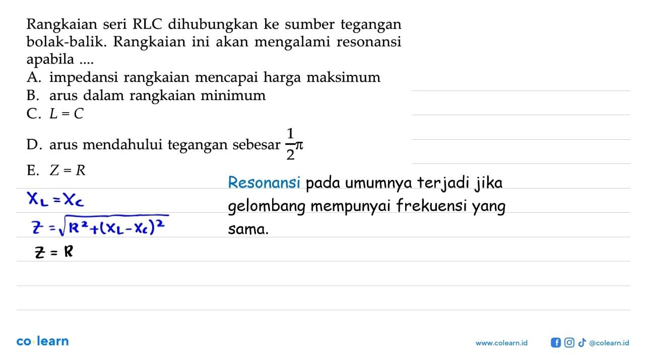 Rangkaian seri RLC dihubungkan ke sumber tegangan