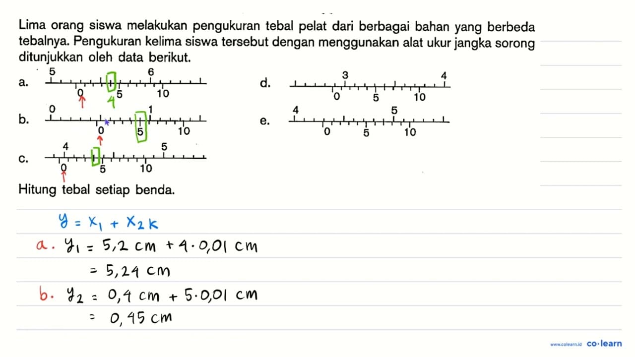 Lima orang siswa melakukan pengukuran tebal pelat dari