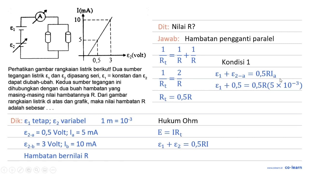 Perhatikan gambar rangkaian listrik berikut! Dua sumber