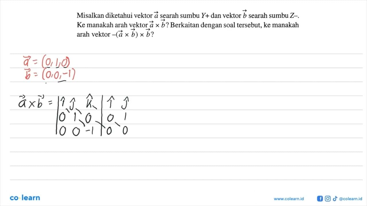 Misalkan diketahui vektor a searah sumbu Y+ dan vektor b