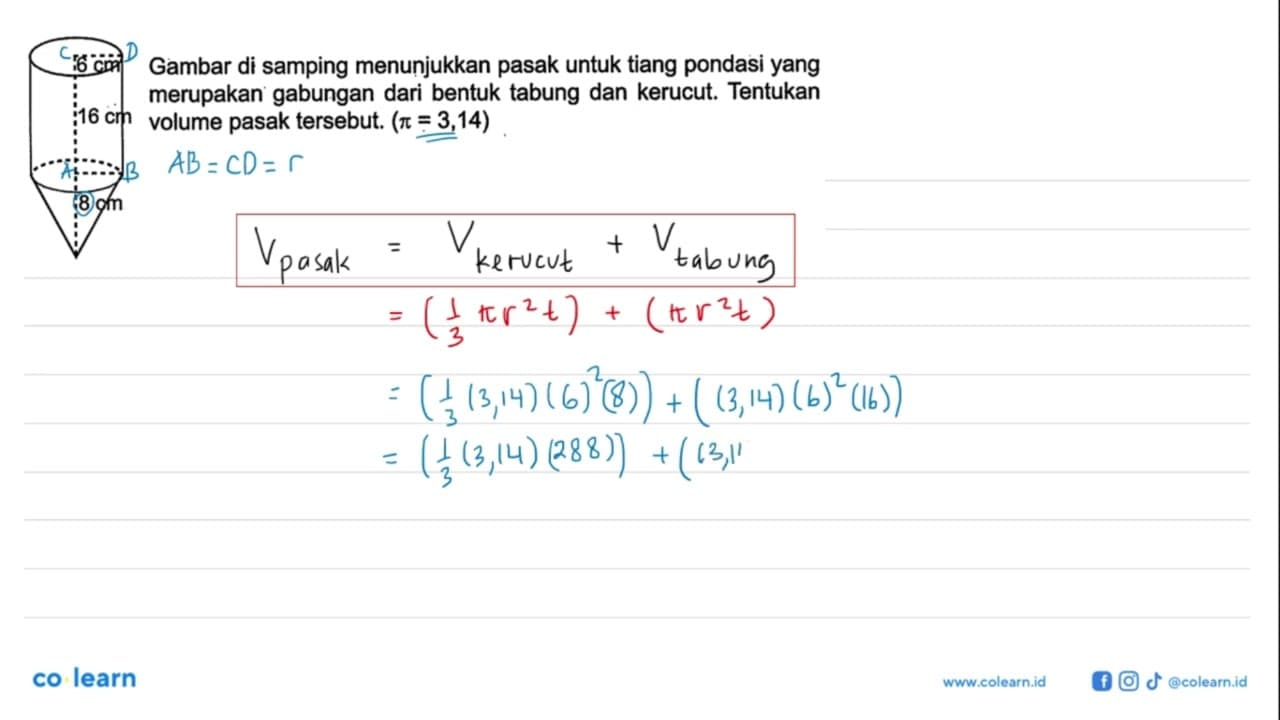 Gambar di samping menunjukkan pasak untuk tiang pondasi