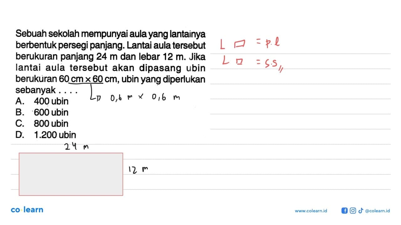 Sebuah sekolah mempunyai aula yang lantainya berbentuk