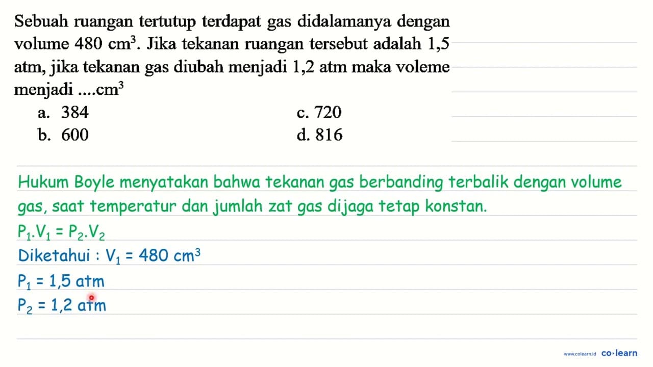 Sebuah ruangan tertutup terdapat gas didalamanya dengan