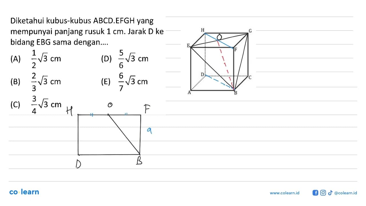 Diketahui kubus-kubus ABCD.EFGH yang mempunyai panjang