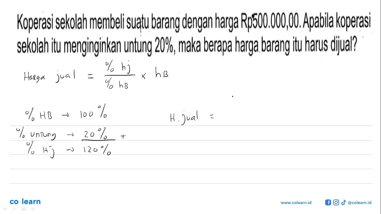 Koperasi sekolah membeli suatu barang dengan harga