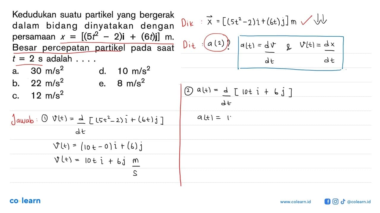 Kedudukan suatu partikel yang bergerak dalam bidang