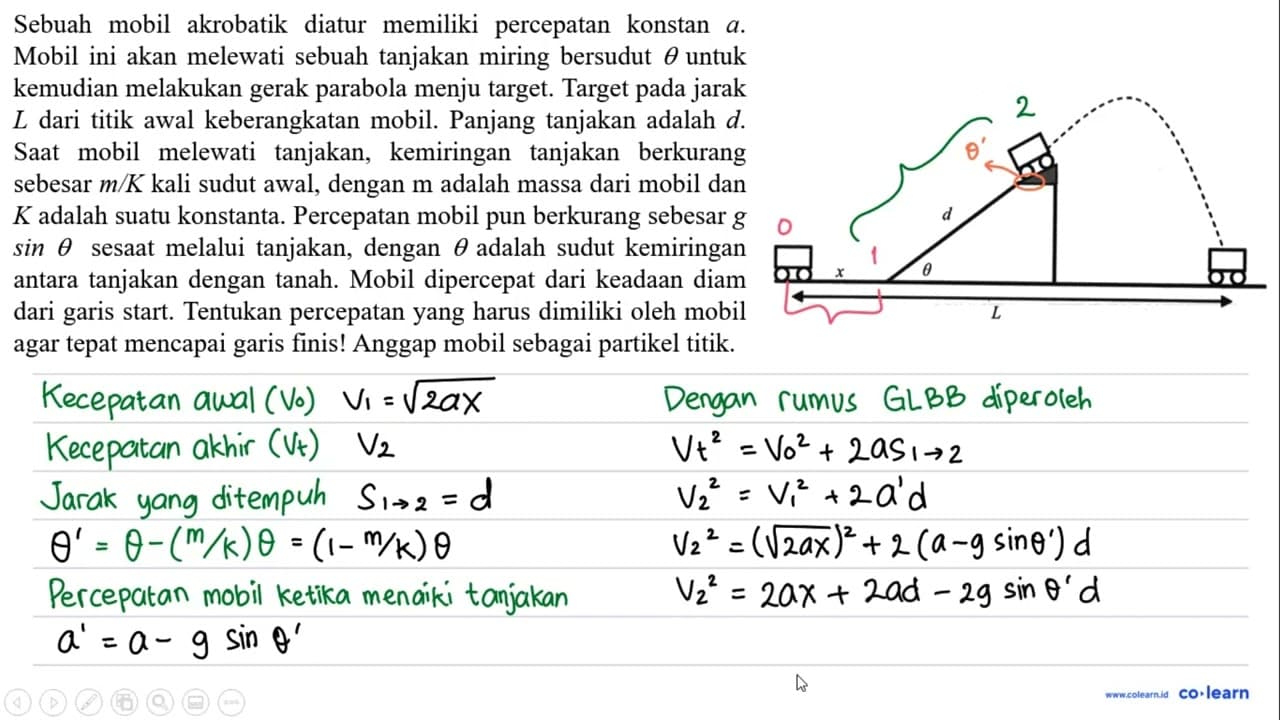 Sebuah mobil akrobatik diatur memiliki percepatan konstan a