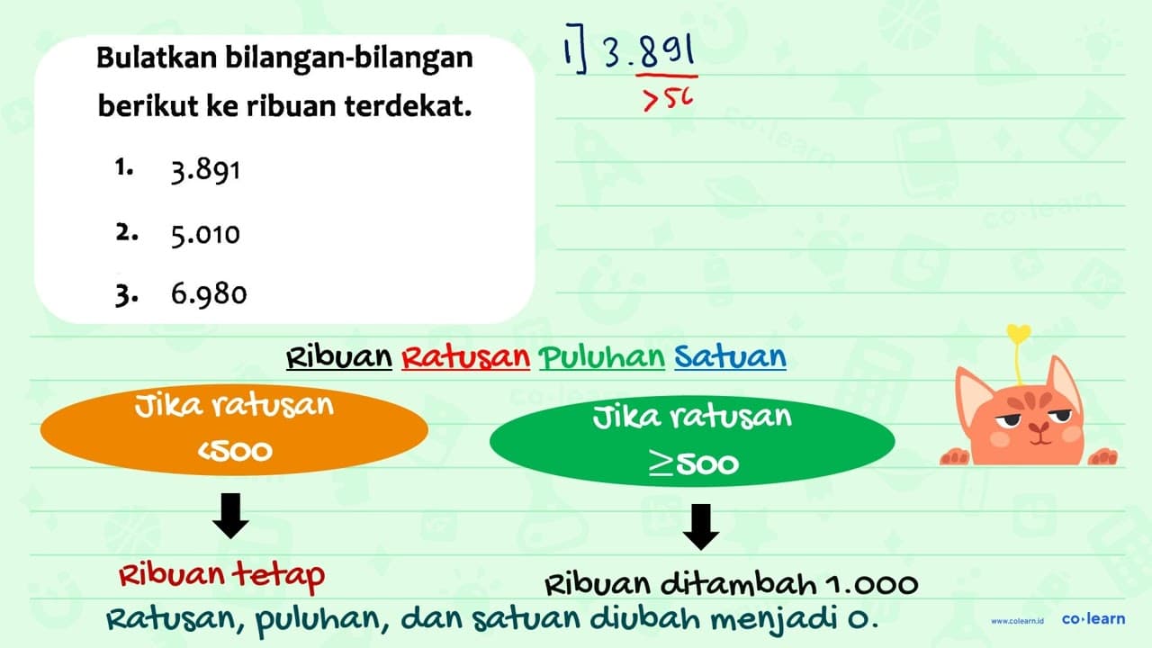 Bulatkan bilangan-bilangan berikut ke ribuan terdekat. 1.