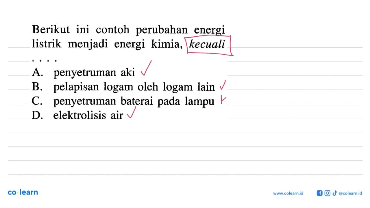 Berikut ini contoh perubahan energi listrik menjadi energi