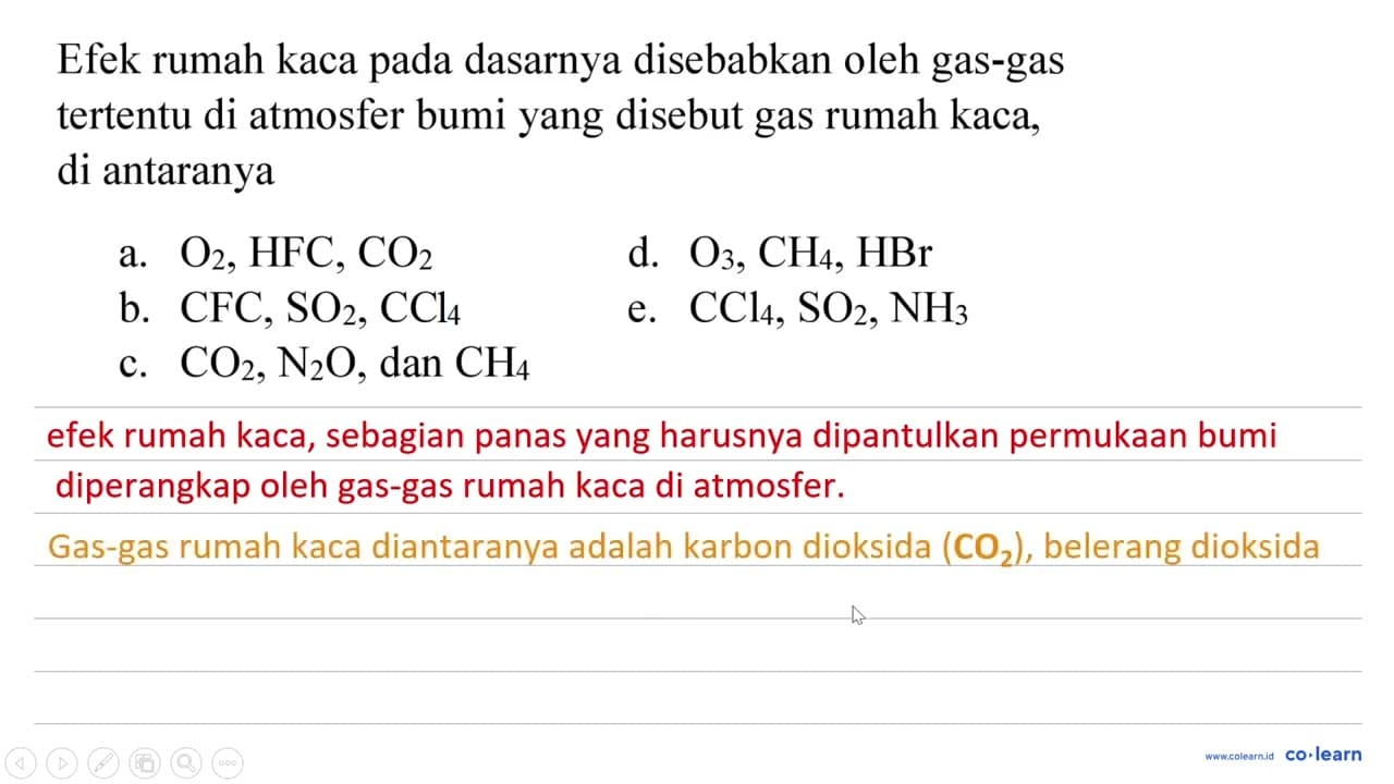 Efek rumah kaca pada dasarnya disebabkan oleh gas-gas