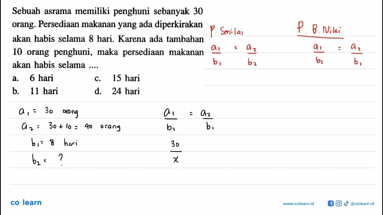 Sebuah asrama memiliki penghuni sebanyak 30 orang.