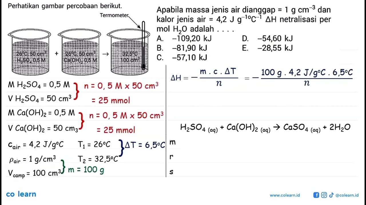 Perhatikan gambar percobaan berikut. Termometer 26 C, 50