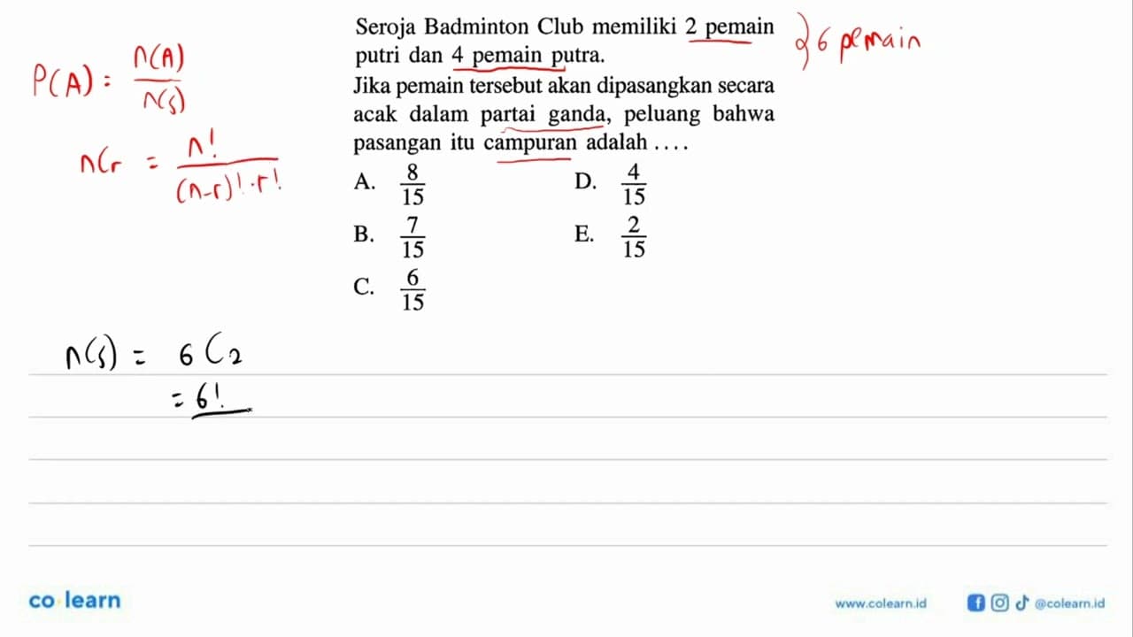 Seroja Badminton Club memiliki 2 pemain putri dan 4 pemain